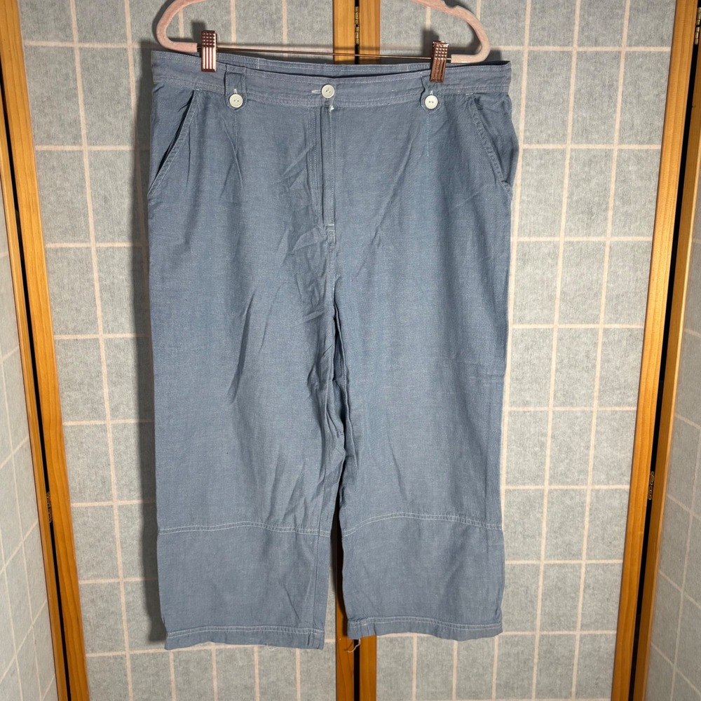Sag Harbor Sport Women's Blue Cotton Capri Pants Sz‎ 14 Beach Boat Lake Spring